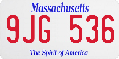 MA license plate 9JG536