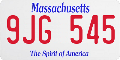 MA license plate 9JG545