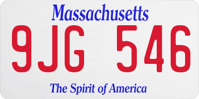 MA license plate 9JG546
