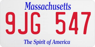 MA license plate 9JG547