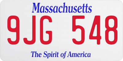 MA license plate 9JG548