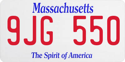 MA license plate 9JG550