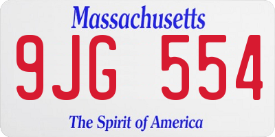 MA license plate 9JG554