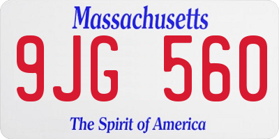 MA license plate 9JG560
