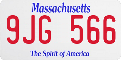MA license plate 9JG566