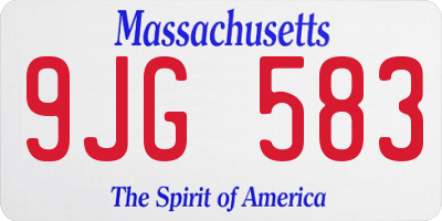 MA license plate 9JG583