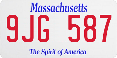 MA license plate 9JG587