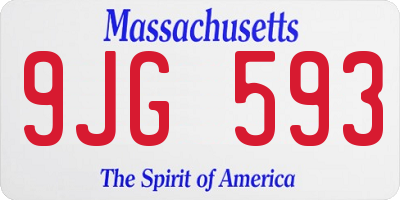MA license plate 9JG593