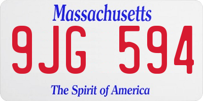 MA license plate 9JG594