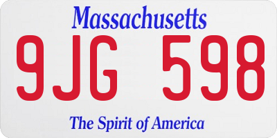 MA license plate 9JG598