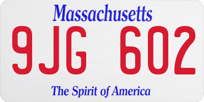 MA license plate 9JG602