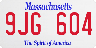 MA license plate 9JG604