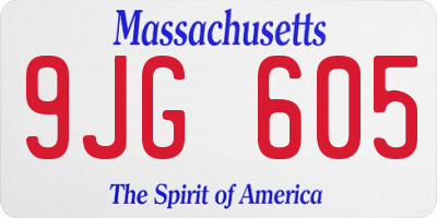 MA license plate 9JG605