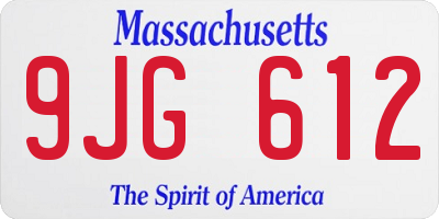 MA license plate 9JG612
