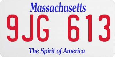 MA license plate 9JG613