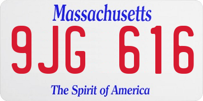 MA license plate 9JG616