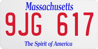 MA license plate 9JG617