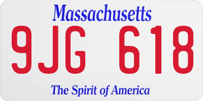 MA license plate 9JG618