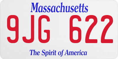MA license plate 9JG622