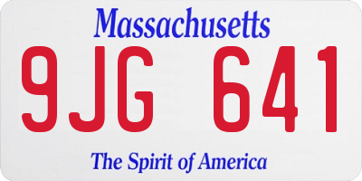 MA license plate 9JG641