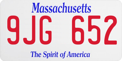 MA license plate 9JG652