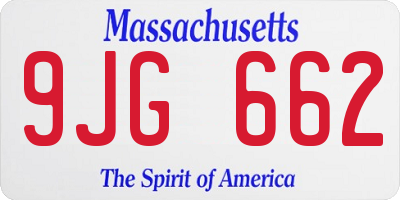 MA license plate 9JG662