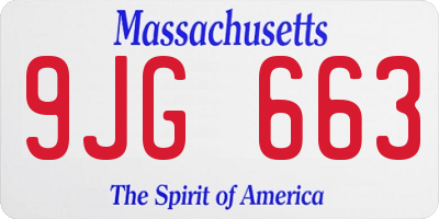 MA license plate 9JG663