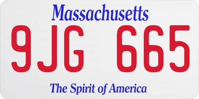 MA license plate 9JG665
