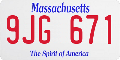 MA license plate 9JG671