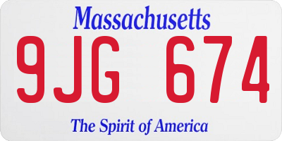 MA license plate 9JG674