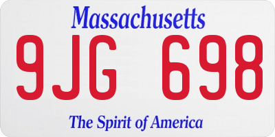 MA license plate 9JG698