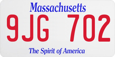 MA license plate 9JG702