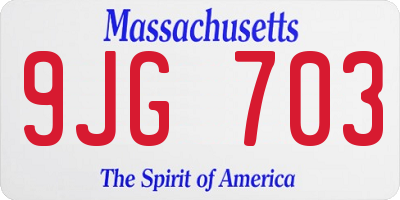MA license plate 9JG703