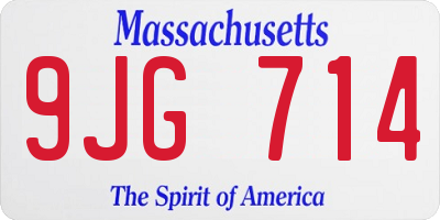 MA license plate 9JG714
