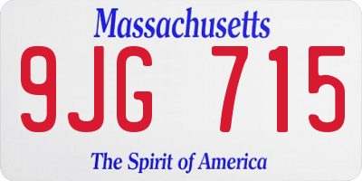 MA license plate 9JG715