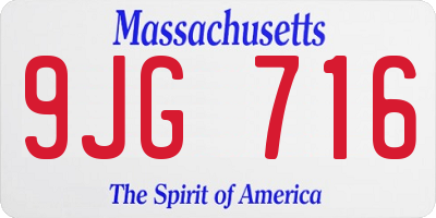 MA license plate 9JG716