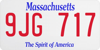 MA license plate 9JG717