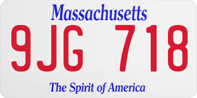 MA license plate 9JG718
