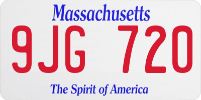MA license plate 9JG720