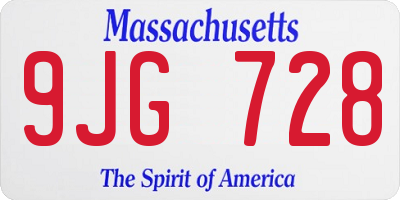 MA license plate 9JG728