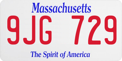 MA license plate 9JG729
