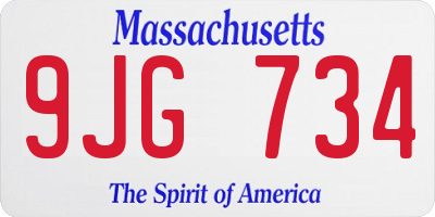 MA license plate 9JG734