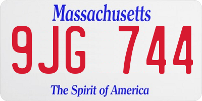 MA license plate 9JG744