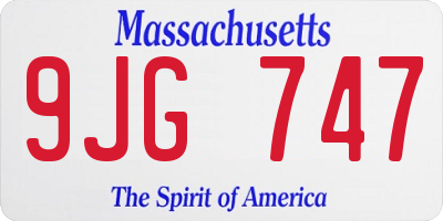 MA license plate 9JG747