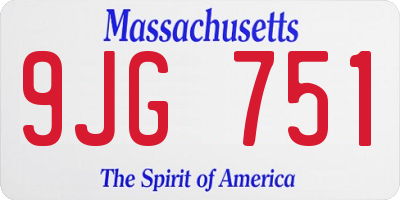 MA license plate 9JG751
