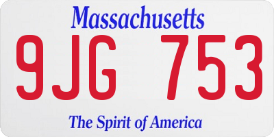 MA license plate 9JG753