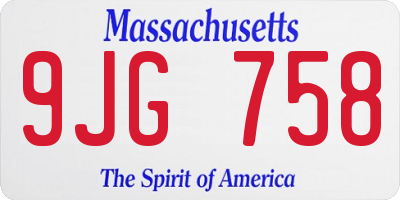 MA license plate 9JG758