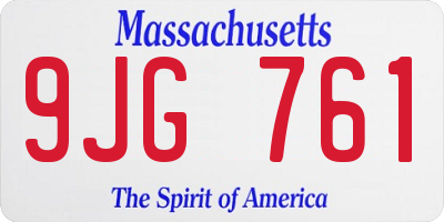 MA license plate 9JG761