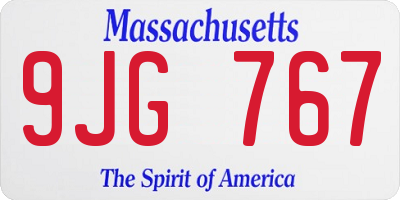 MA license plate 9JG767