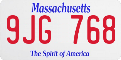 MA license plate 9JG768